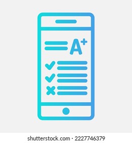 Puntee el icono del smartphone en el estilo de degradado, utilizarlo para la presentación de la aplicación móvil del sitio web