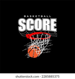 SCORE Typographic vector illustration of basketball theme . t shirt graphics 