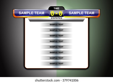 Scoreboard Blue Statistics Template for Sport, vector illustration