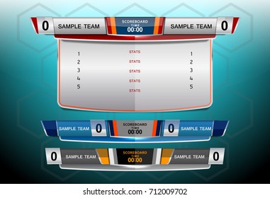 Scoreboard Broadcast Graphic and Lower Third Template for soccer and football, vector illustration
