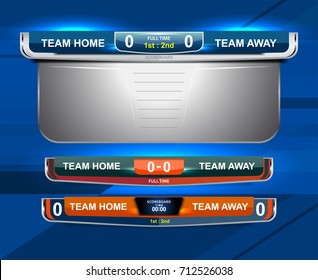 Scoreboard Broadcast Graphic and Lower Third Template for soccer and football, vector illustration