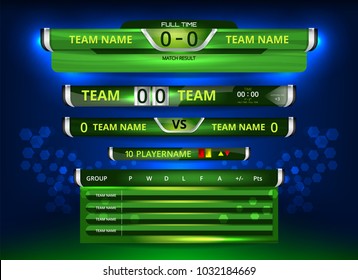 Scoreboard Broadcast Graphic and Lower Thirds Template for sport Football, Vektorgrafik