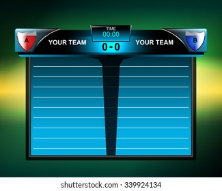 Scoreboard Broadcast Graphic and Lower Thirds Template for soccer and football, vector illustration