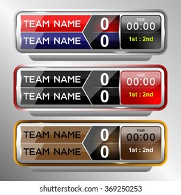 Scoreboard Broadcast Graphic and Lower Thirds Template for sport soccer and football, vector illustration