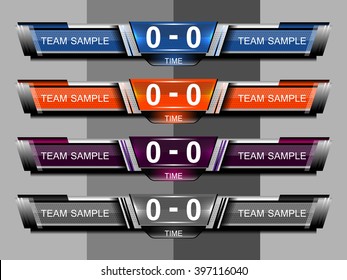 Scoreboard Broadcast Graphic and Lower Thirds Template for sport soccer and football, vector illustration