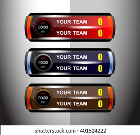 Scoreboard Broadcast Graphic and Lower Thirds Template for sport soccer and football, vector illustration