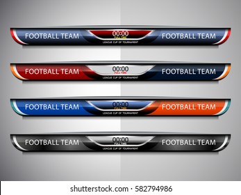 Scoreboard Broadcast Graphic for soccer and football, vector illustration