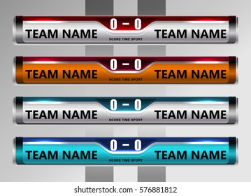 Scoreboard Broadcast Graphic Template for soccer and football, vector illustration