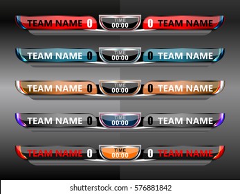 Scoreboard Broadcast Graphic Template for soccer and football, vector illustration