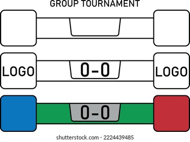 Scoreboard. Broadcast score banner with time and team points. Match information. Sports match statistics. Score board for team sport, football and soccer