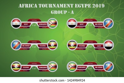 Scoreboard broadcast template for sport soccer africa tournament 2019 Group A and football championship in egypt vector illustration - Images vectorielles