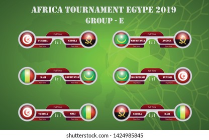 Scoreboard broadcast template for sport soccer africa tournament 2019 Group E and football championship in egypt vector illustration - Images vectorielles