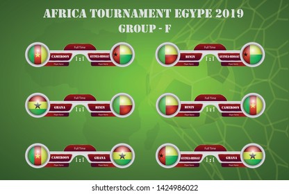 Scoreboard broadcast template for sport soccer africa tournament 2019 Group F and football championship in egypt vector illustration - Images vectorielles