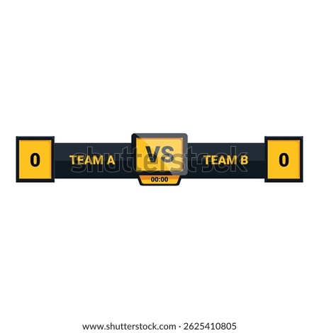 Scoreboard displaying a competition between team a and team b, with the timer showing 00,00, indicating the start of a match