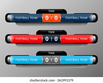 scoreboard elements design for football and soccer, vector illustration