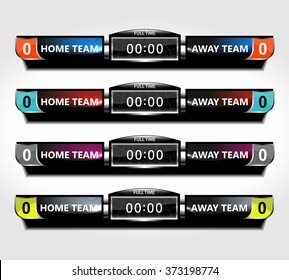 scoreboard elements design for football and soccer, vector illustration