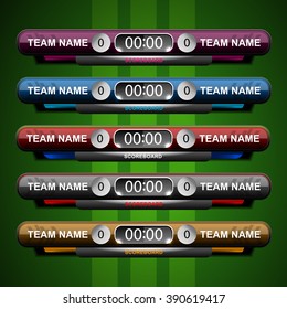 scoreboard elements design for football and soccer, vector illustration