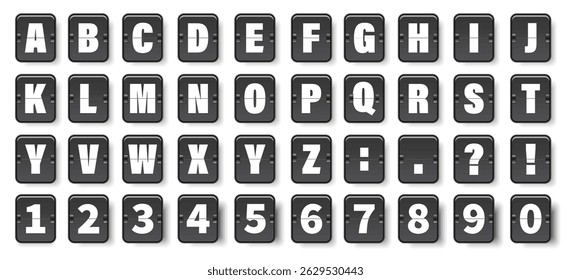 Scoreboard flip font collection with shadow. Vector illustration