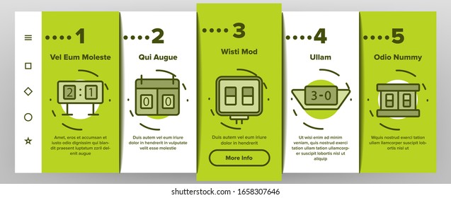 Scoreboard Game Tool Onboarding Icons Set Vector. Electronic And Write Scoreboard, Paper List And Board With Score, Championship Equipment Illustrations