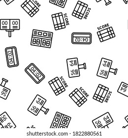 Scoreboard Game Tool Vector Seamless Pattern Thin Line Illustration