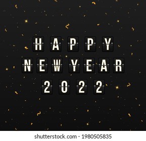 Scoreboard for happy new year 2022. Framework for the new year. Festive postcard.