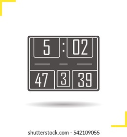 Scoreboard icon. Drop shadow silhouette symbol. Basketball game points. Negative space. Vector isolated illustration