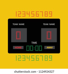 scoreboard icon in flat style with long shadow, isolated vector illustration on yellow transparent background