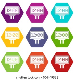 Scoreboard icon set many color hexahedron isolated on white vector illustration