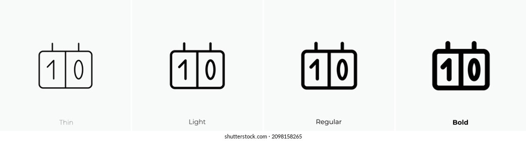 scoreboard icon. Thin, Light Regular And Bold style design isolated on white background