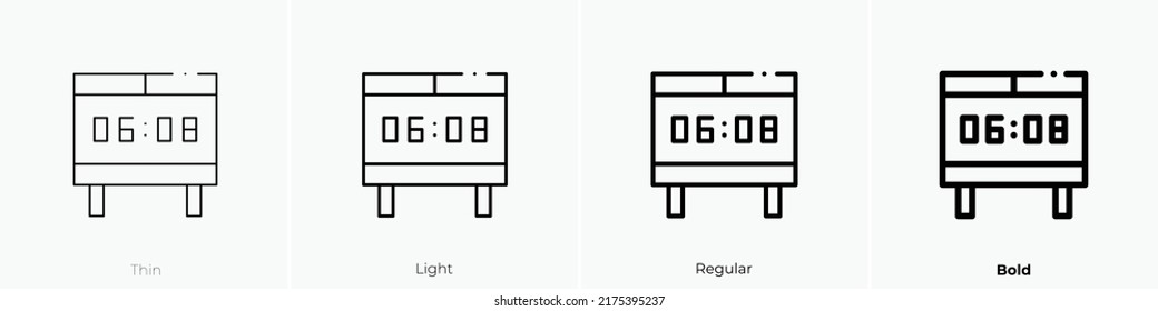 scoreboard icon. Thin, Light Regular And Bold style design isolated on white background
