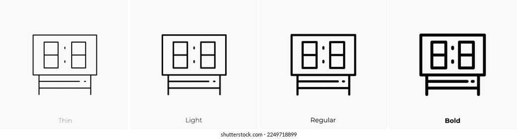 scoreboard icon. Thin, Light Regular And Bold style design isolated on white background