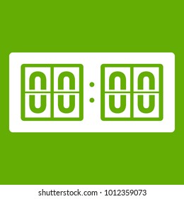 Scoreboard icon white isolated on green background. Vector illustration