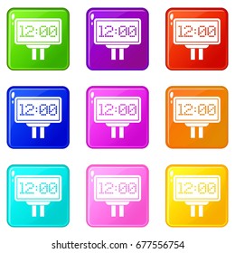 Scoreboard icons of 9 color set isolated vector illustration
