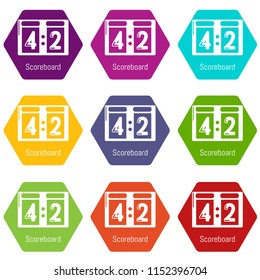 Scoreboard icons 9 set coloful isolated on white for web