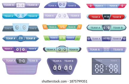 Scoreboard Icons Set. Cartoon Set Of Scoreboard Vector Icons For Web Design