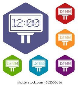 Scoreboard icons set hexagon isolated vector illustration