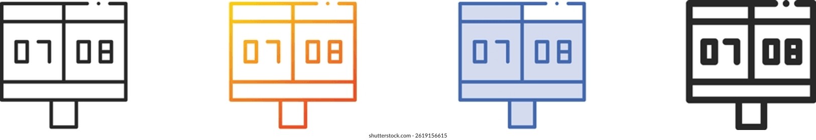 icono de marcador. Diseño lineal delgado, degradado, trazo azul y estilo audaz aislado sobre fondo blanco