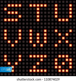 Scoreboard lamp alphabet set, part three. Vector Eps10 illustration.