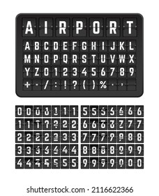 Scoreboard Mechanical Flip Font. Realistic Terminal Flip Board Font Template For Departures And Arrivals Flight. Flip Clock Numbers. Retro Countdown Animation Alarm Timer, Number Counter Template