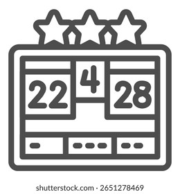 Resultado do placar com ícone de linha de estrelas, conceito de jogo de beisebol. Gráficos vetoriais. Exibição de informações de pontuações de beisebol, sinal de esporte no fundo branco, ícone de estilo de contorno para design móvel ou web