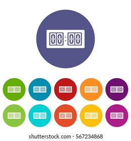 Scoreboard set icons in different colors isolated on white background
