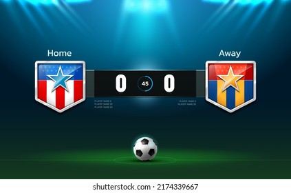 scoreboard soccer football and stadium spotlight background with glitter light vector illustration