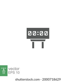 scoreboard, sport icon. Electronic soccer score board for result display. result match, countdown timer. Glyph style pictogram. Solid Vector illustration. Design on white background. EPS 10