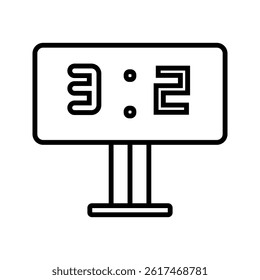 scoreboard, sport icon. Electronic soccer score board for result display. result match, countdown timer. Glyph style pictogram. Solid Vector illustration. Design on white background. EPS 10