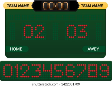 Scoreboard vector score board digital display football soccer sport team match competition on stadium illustration set of score-board championship information isolated on white background