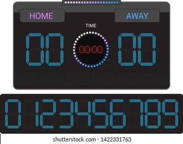 Scoreboard vector score board digital display football soccer sport team match competition on stadium illustration set of score-board championship information isolated on white background