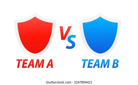 Scoreboard versus team A vs team B for sport lower third. Vs battle lower third, scoreboard team a versus team b, red and blue, elegant for duel sport, competition. Vector illustration