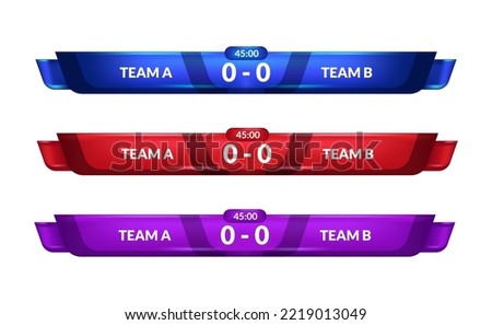 scoreboard versus team A vs team B for sport lower third  glass 3d shiny