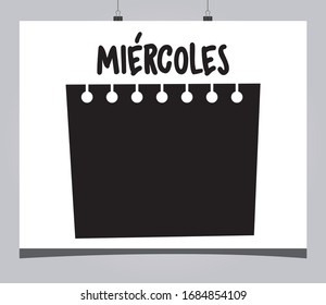 Scorer design that says the day of the week in Spanish "WEDNESDAY"