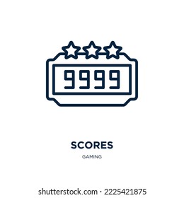 scores icon from gaming collection. Thin linear scores, score, business outline icon isolated on white background. Line vector scores sign, symbol for web and mobile